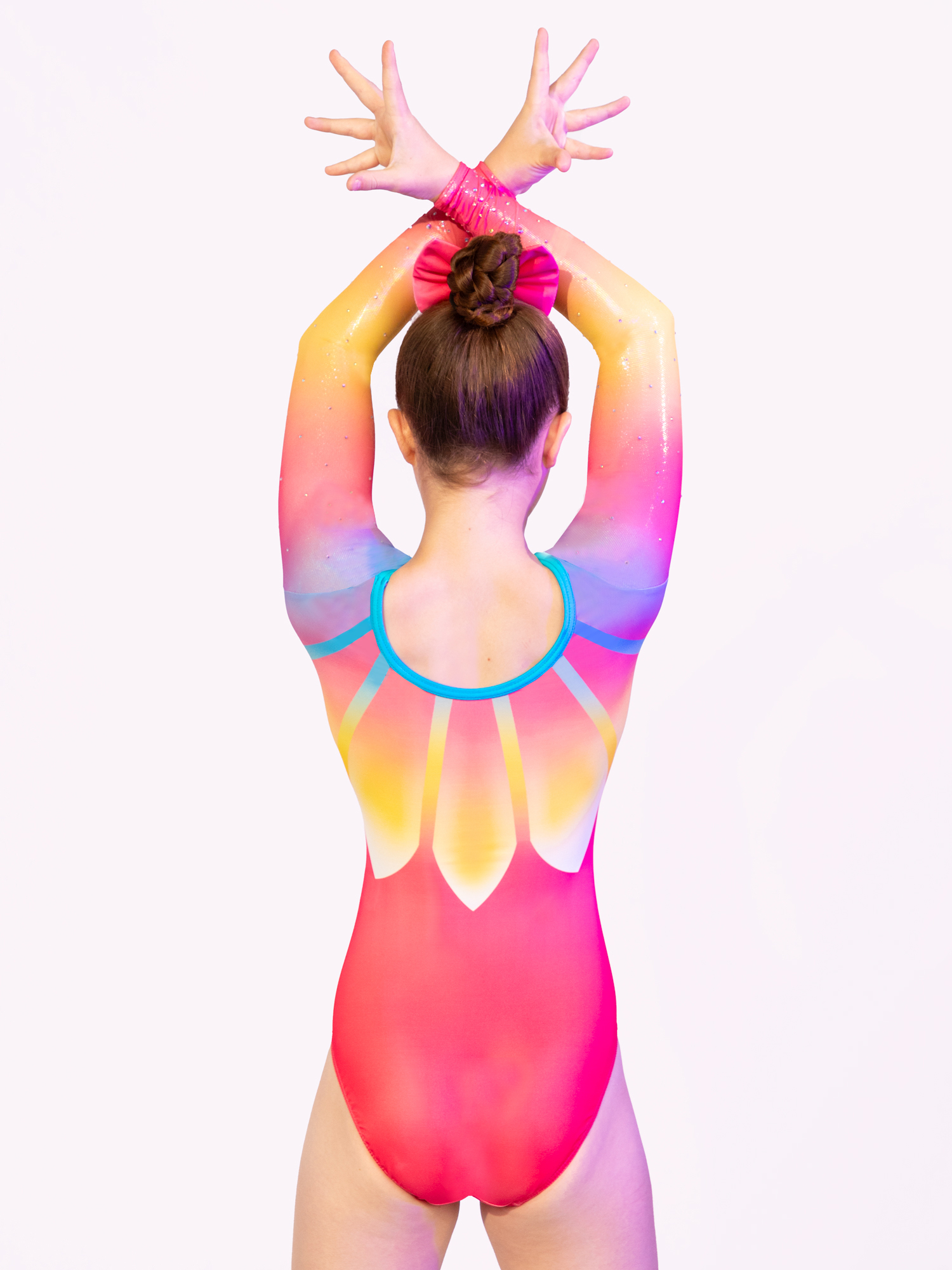 SPARKLE MULTI Gymnastikdräkt med långa ärmar, glittrigt tyg, sublimerat tyg och glasstenar - 2