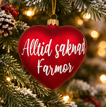 Julgranskula - Hjärta "Alltid saknad" - Valfritt namn