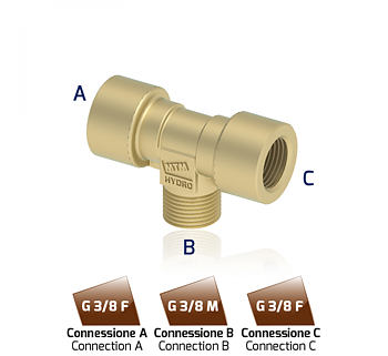 T Adapter 3/8" Mässing