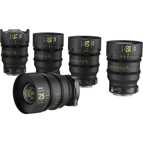 NiSi ATHENA PRIME Full Frame Cinema Lens Kit with 5 Lenses 14mm T2.4, 25mm T1.9, 35mm T1.9, 50mm T1.9, 85mm T1.9 