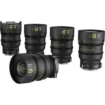 NiSi ATHENA PRIME Full Frame Cinema Lens Kit with 5 Lenses 14mm T2.4, 25mm T1.9, 35mm T1.9, 50mm T1.9, 85mm T1.9 