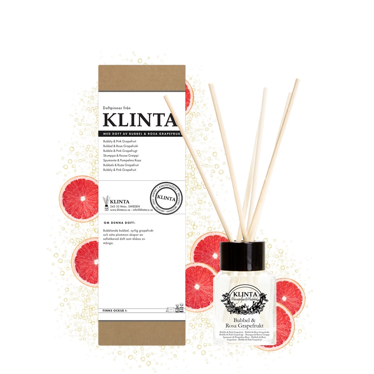 Doftpinnar Bubbel & Rosa Grapefrukt 50ml