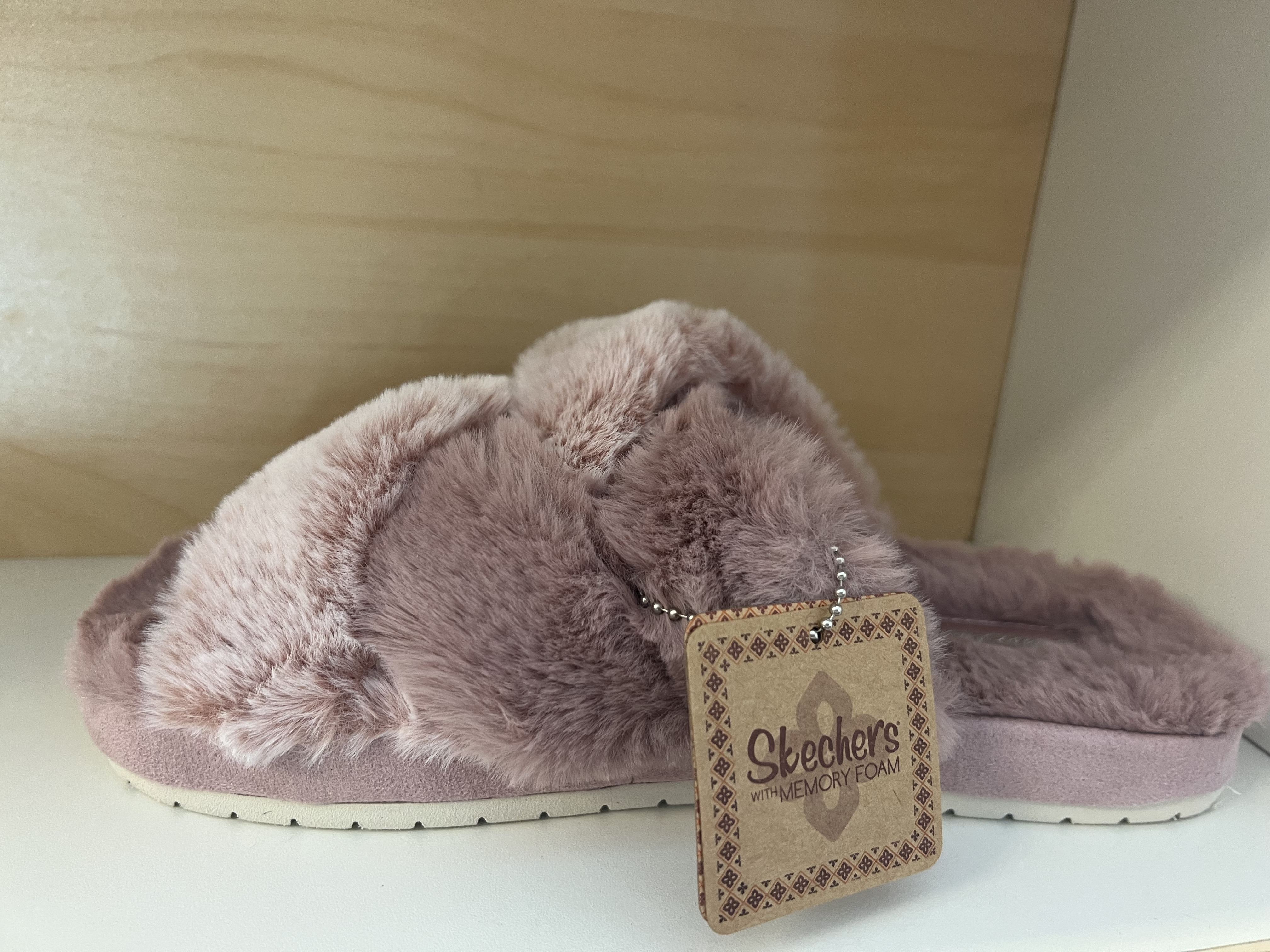 Rosa mys-toffel från Skechers "Womens Cozy Slide"  Memory Foam innersula och stötdämpande mellansula. - 3