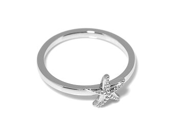 Sjöstjärna Ring i Äkta 925 Silver storlek 7, Havsdjur Accessoar, Marint Djur Smycke