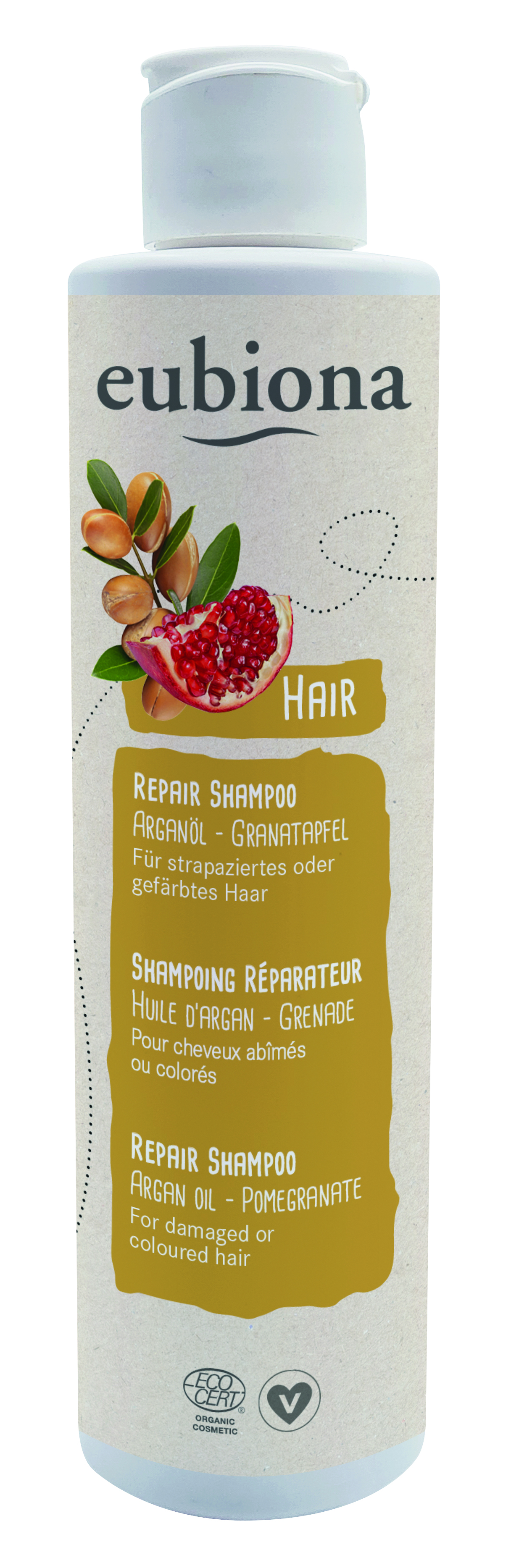 Eubiona Repair Shampoo rerande Ekologiskt Schampo Arganolja & Granatäpple 200 ml - För färgat och skadat hår