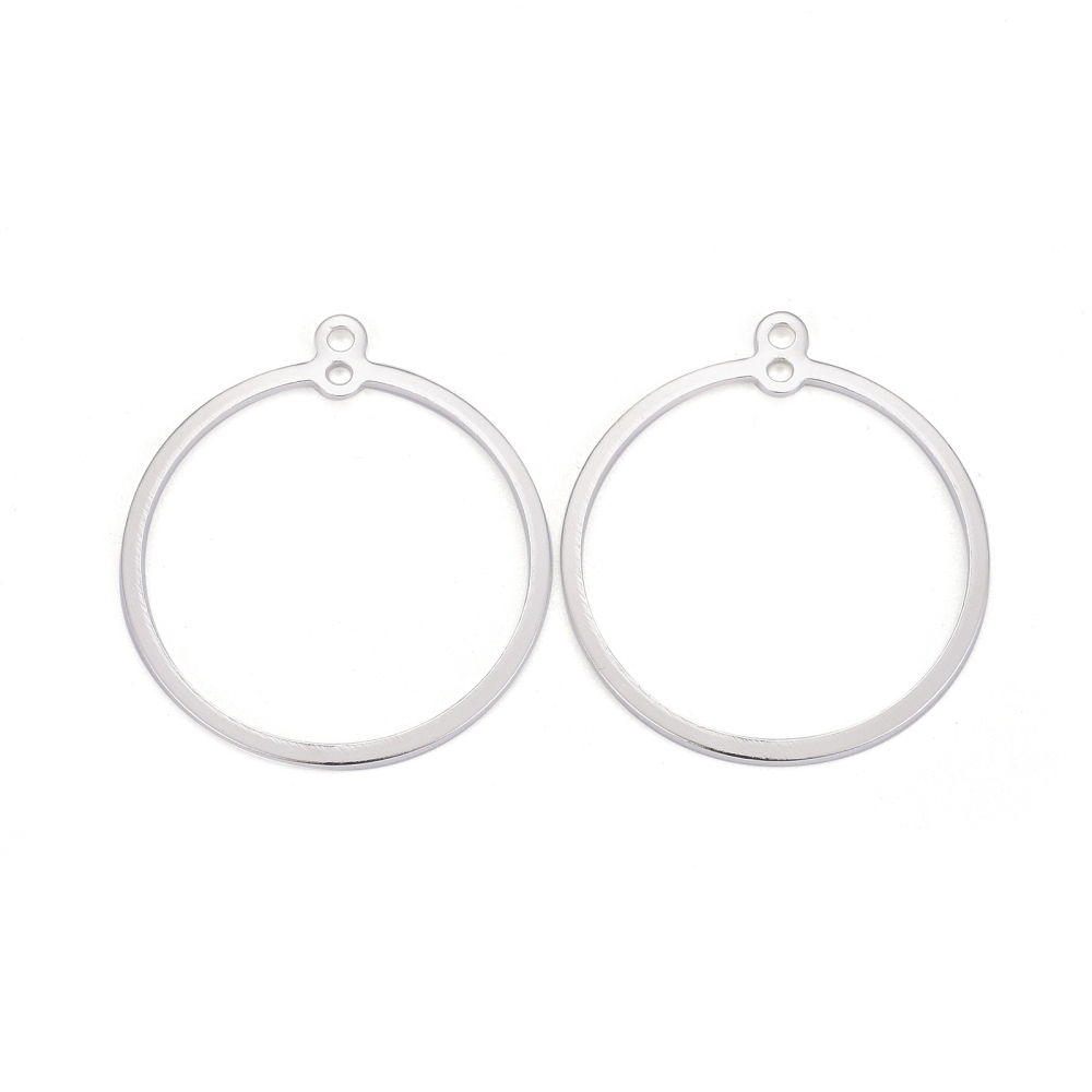 Örhängesring med dubbel ögla 28 mm silverpläterad mässing 2-pack