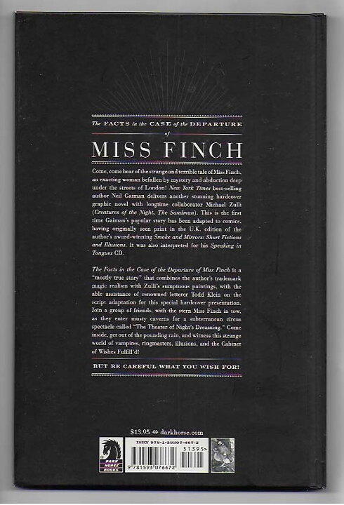 Facts in The Case of The Departure of Miss Finch HC NM- Neil Gaiman