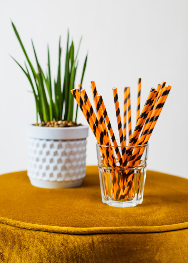 Sugrör Orange/Svarta Randiga - 2