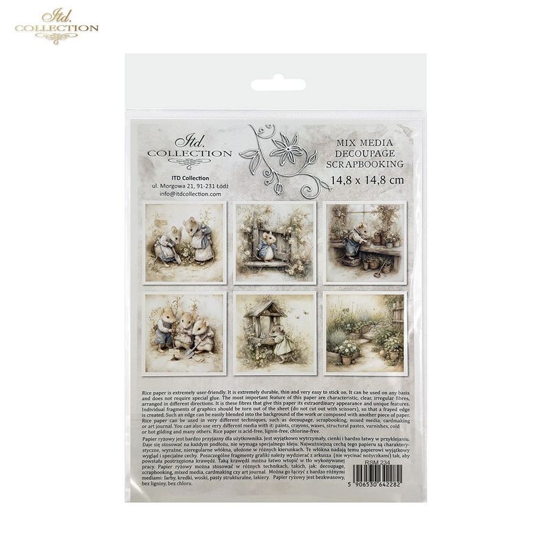 Set med 6st mini rispapper (olika motiv) - 2