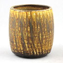 Gunnar Nylund (Birka 1965) Yellow/Brown Cylinder Vase 8,5 cm