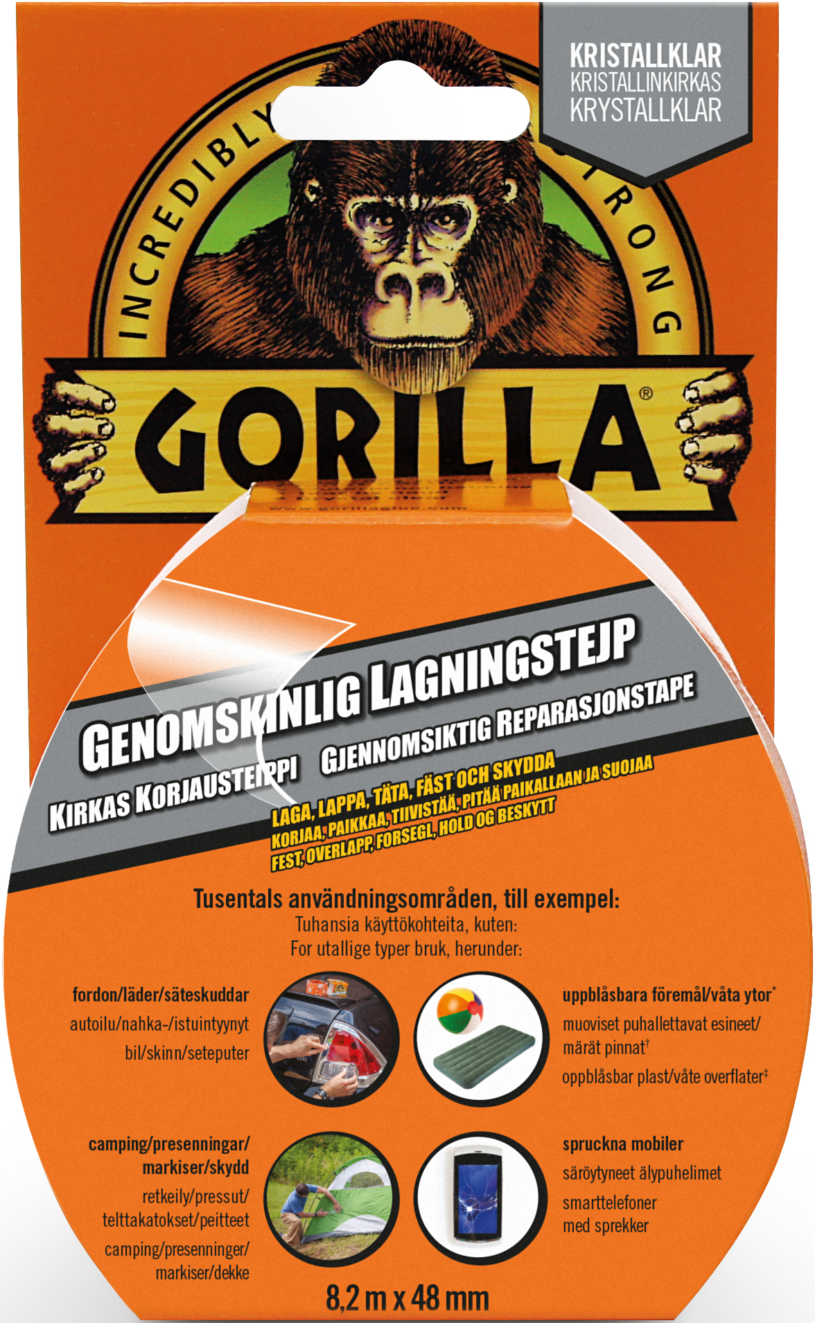 LAGNINGS TEJP FÖR TAK GORILLA TEJP TRANSPARANT 8,2 METERS RULLE