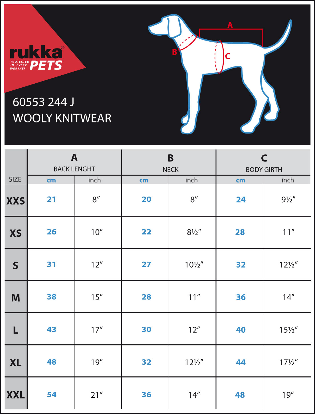 Rukka Pets Wooly Strickpullover für Hunde - Aqua