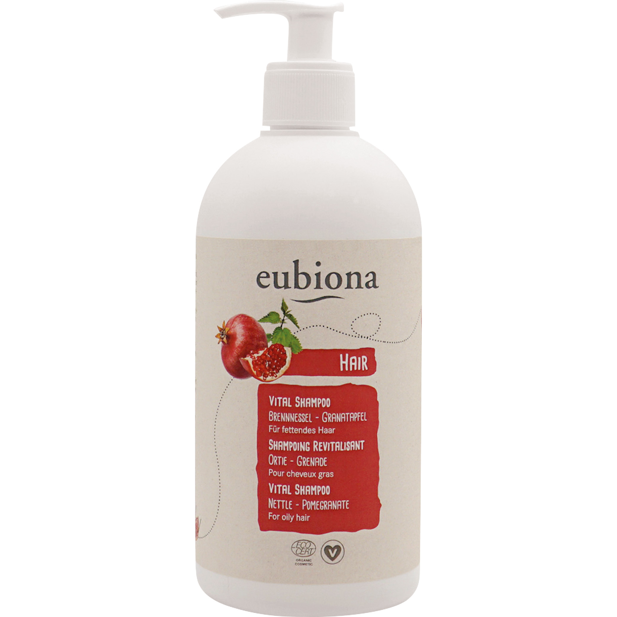 Eubiona Vital Ekologiskt Schampo Nässla & Granatäpple 500 ml - För fett hår