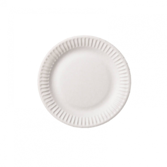 Assiett papper/belagd flat 15cm vit 100st