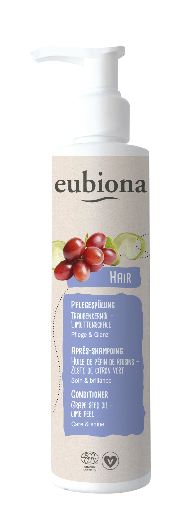 Eubiona Ekologiskt Balsam Druvkärnolja & Limeskal 200 ml - För vård och glans