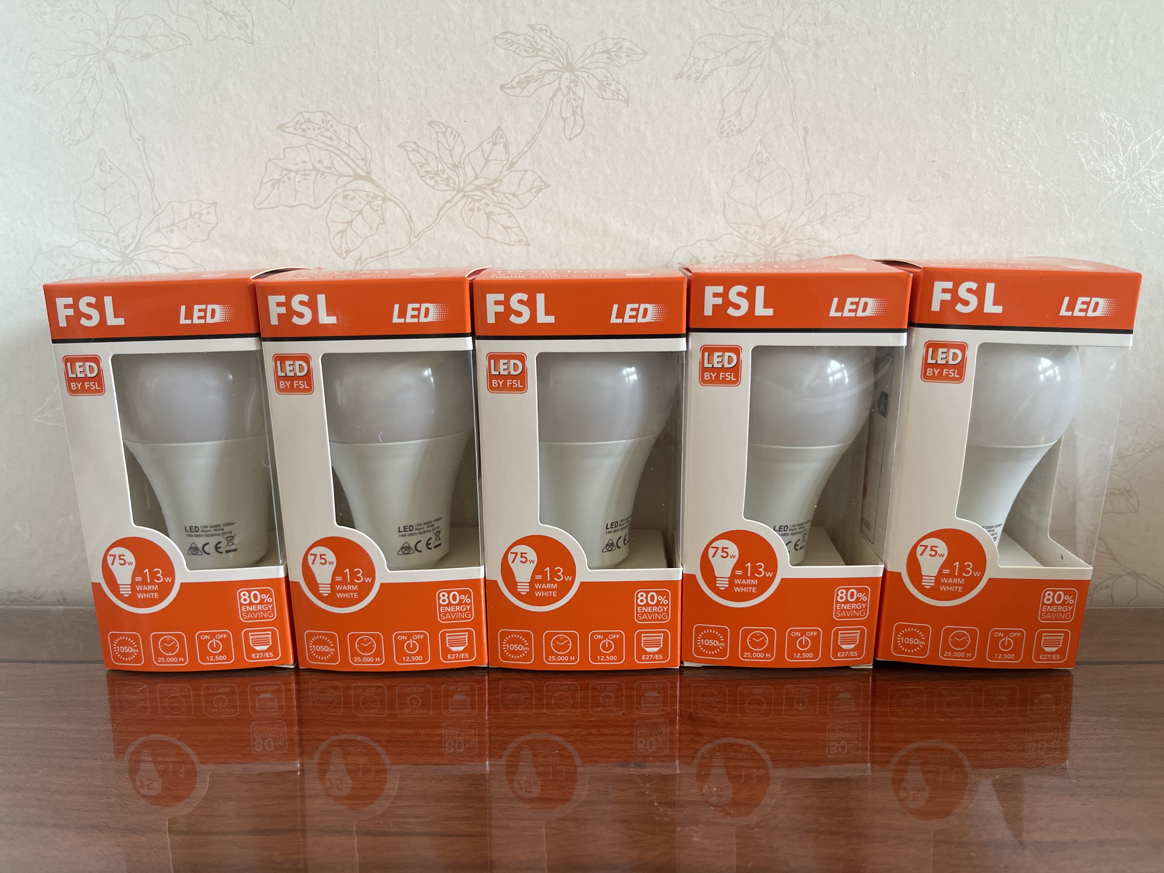 Paket 5st 13W 3000K  FSL LED-lampor  E27 Normallampa 