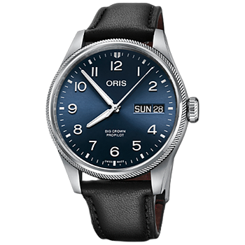 01 752 7760 4065-07 5 22 08LC Oris Big Crown ProPilot Big Date 44 blå, svart läder