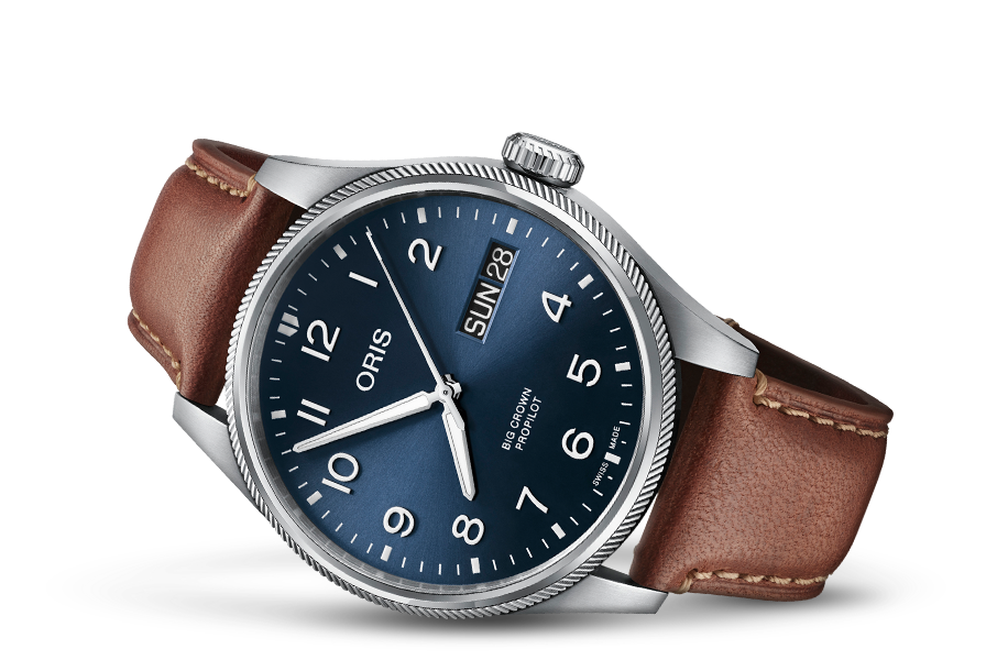01 752 7760 4065-07 5 22 07LC Oris Big Crown ProPilot Big Date 44 blå läder