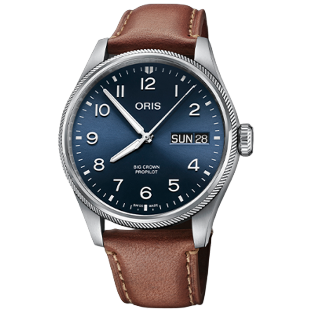 01 752 7760 4065-07 5 22 07LC Oris Big Crown ProPilot Big Date 44 blå läder