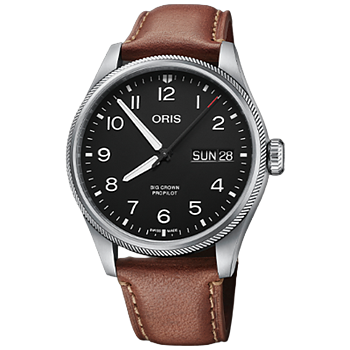 01 752 7760 4164-07 5 22 07LC Oris Big Crown ProPilot Big Date 44 svart läder