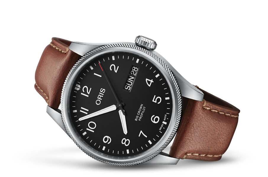01 752 7760 4164-07 5 22 07LC Oris Big Crown ProPilot Big Date 44 svart läder