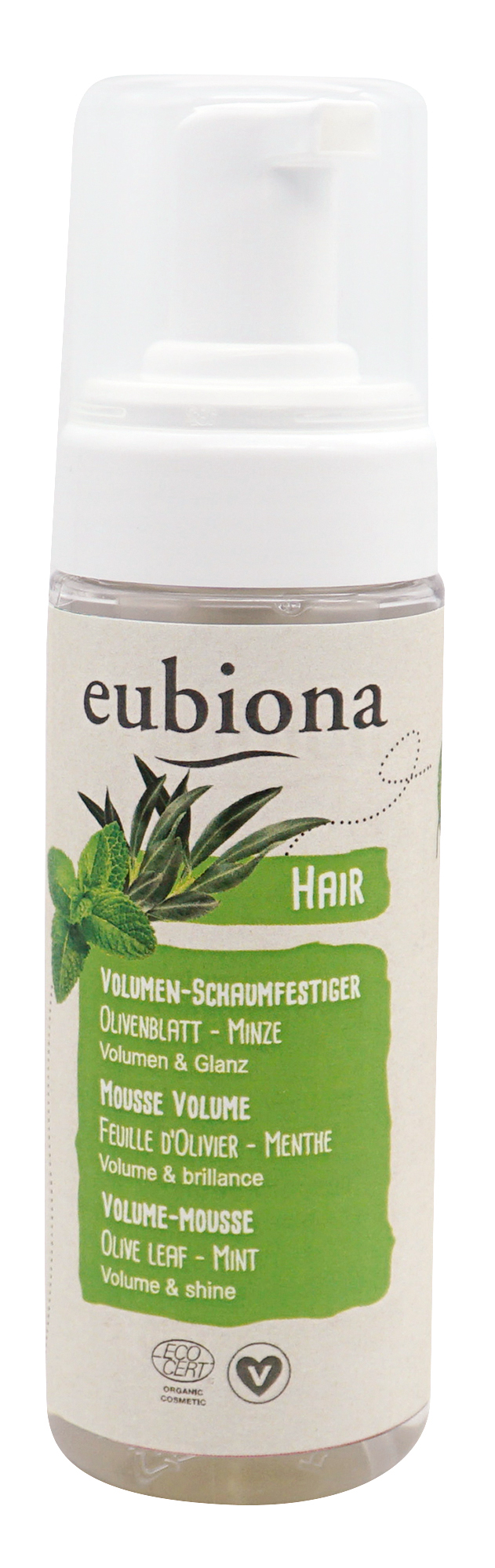 Eubiona Ekologisk Volym Mousse Olivblad & Mynta 150 ml - För volym och glans