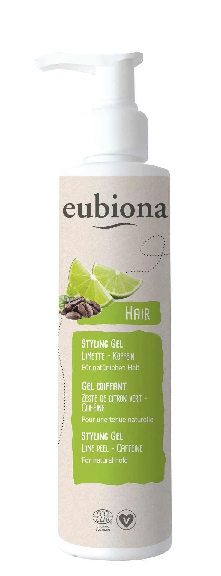 Eubiona Ekologisk Hårgele Limeskal & Koffein 200 ml - För naturlig stadga