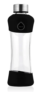 Vandflaske i glas med sort dekoration