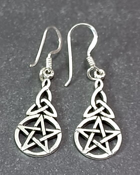 Pentagram med Triquetra - örhänge i silver 