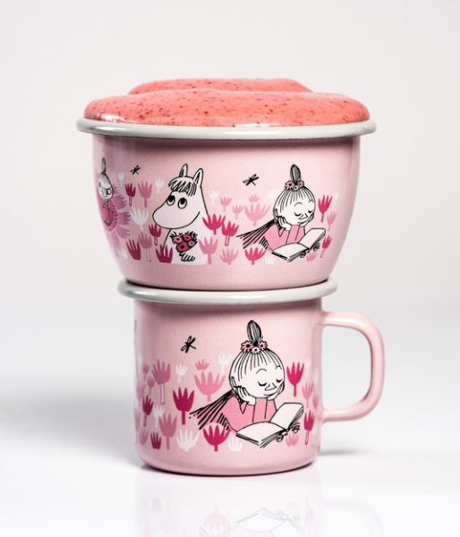 Emaljskål Mumin i Trädgården Rosa 3 dl - 5