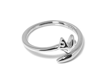 Räv med Svans Ring i Äkta 925 Silver storlek 7, Rävhuvud Accessoar, Djur Smycke
