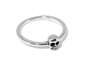 Dödskalle Ring i Äkta 925 Silver storlek 7, Realistisk Skalle Accessoar, Dödskalle Smycke