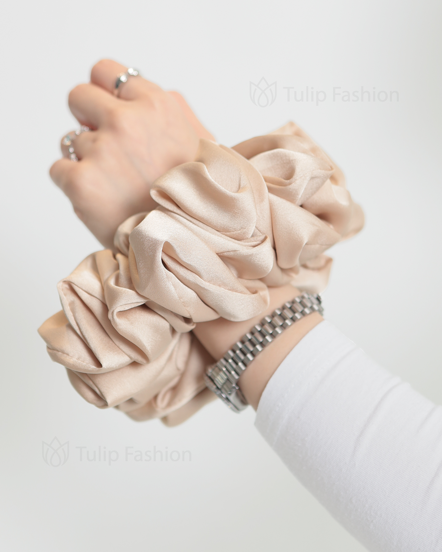 Hair tie - Satin - Beige
