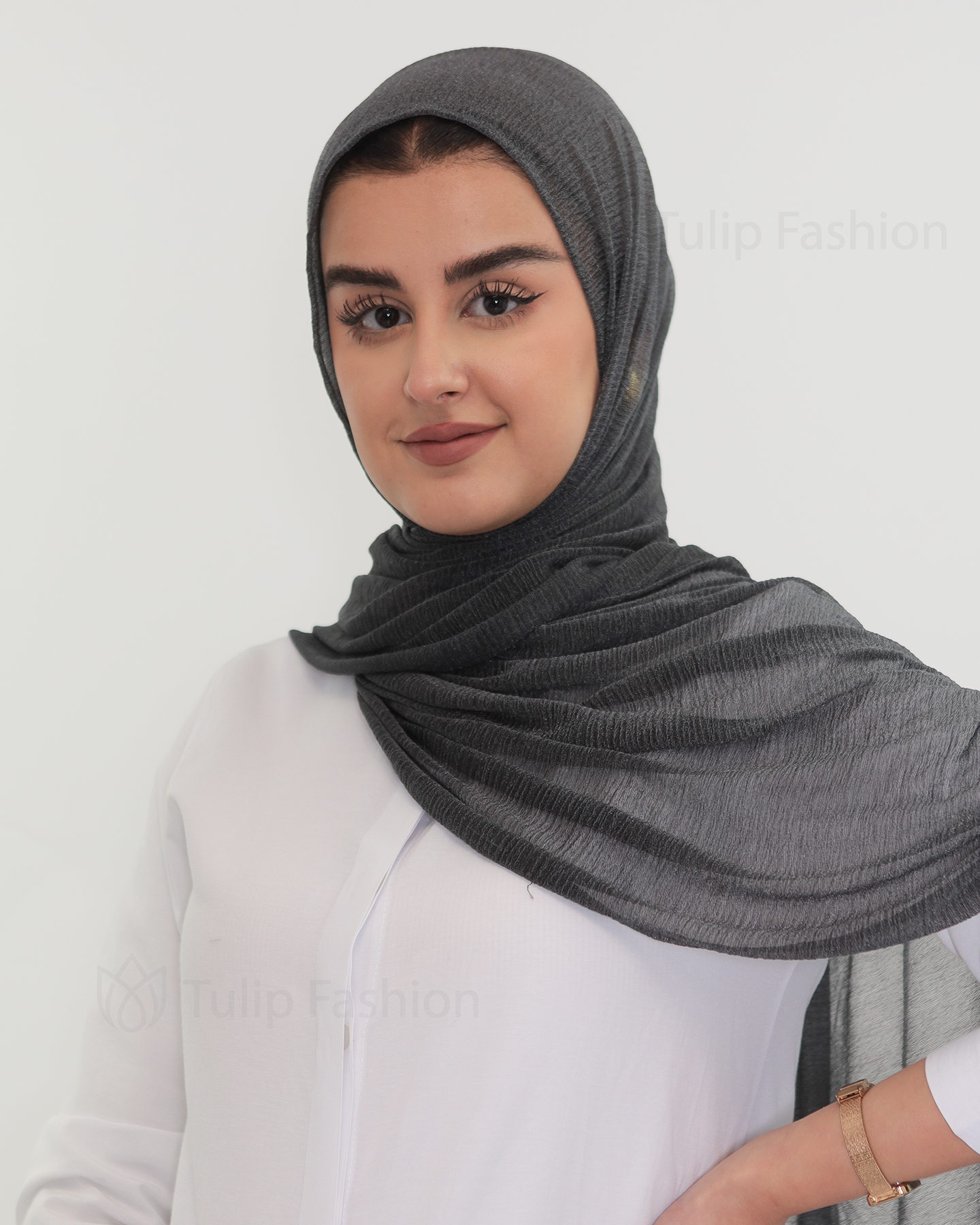 Hijab - Shiny Crinkle - Dark Gray