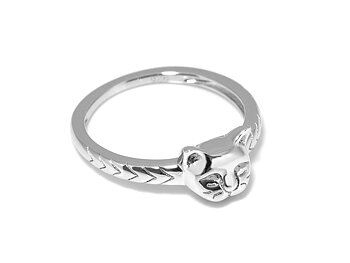 Katt Ring i Äkta 925 Silver storlek 7, Katthuvud eller Kattansikte Accessoar, Djur Smycke