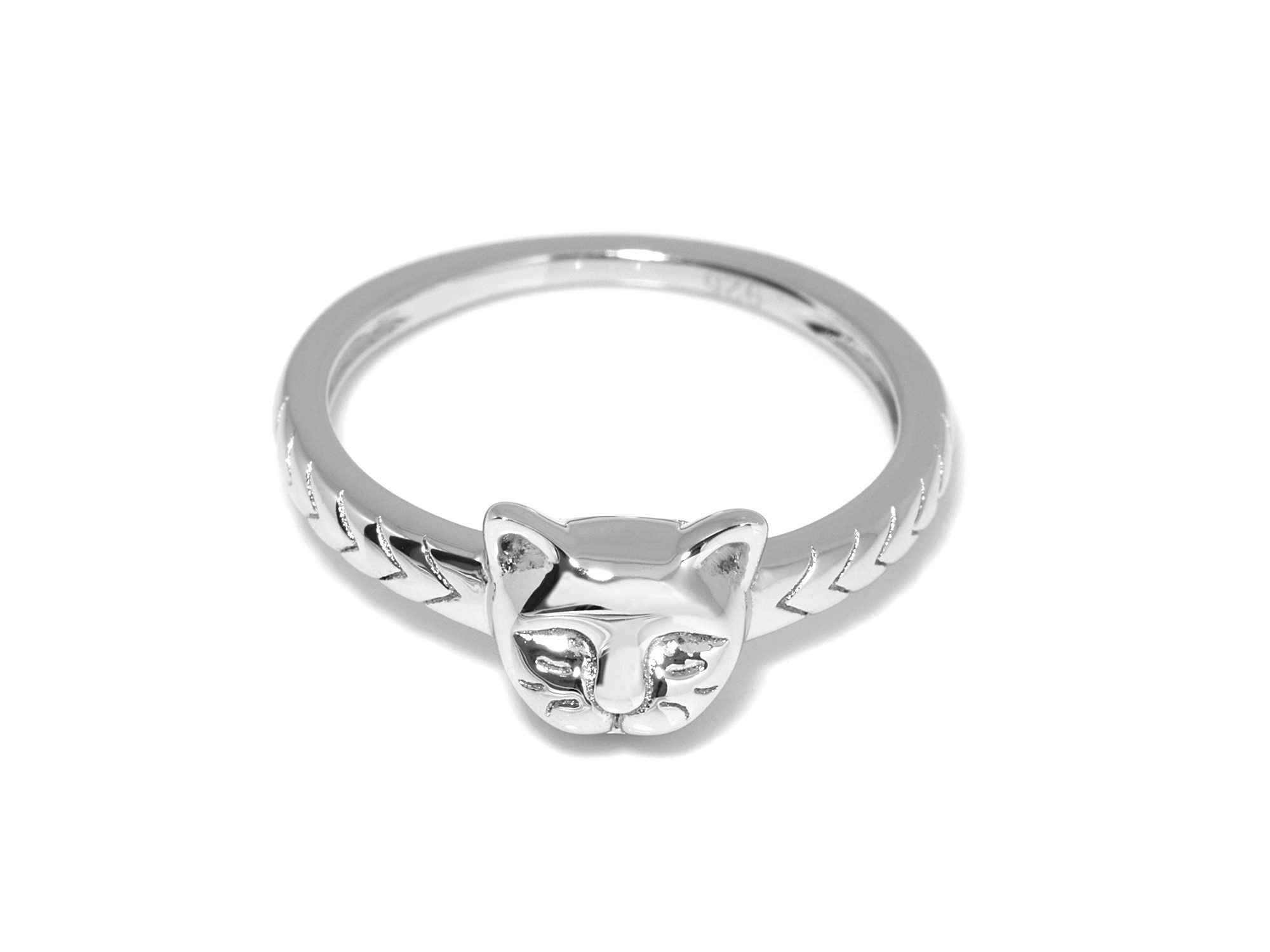 Katt Ring i Äkta 925 Silver storlek 7, Katthuvud eller Kattansikte Accessoar, Djur Smycke - 2