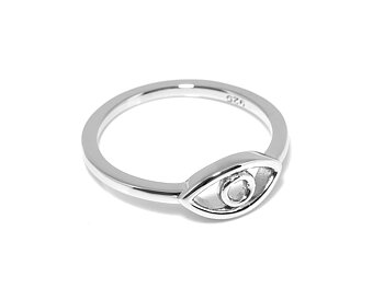 Öga Ring i Äkta 925 Silver storlek 7, Synfel eller Optiker Accessoar, Vision eller Syn Smycke