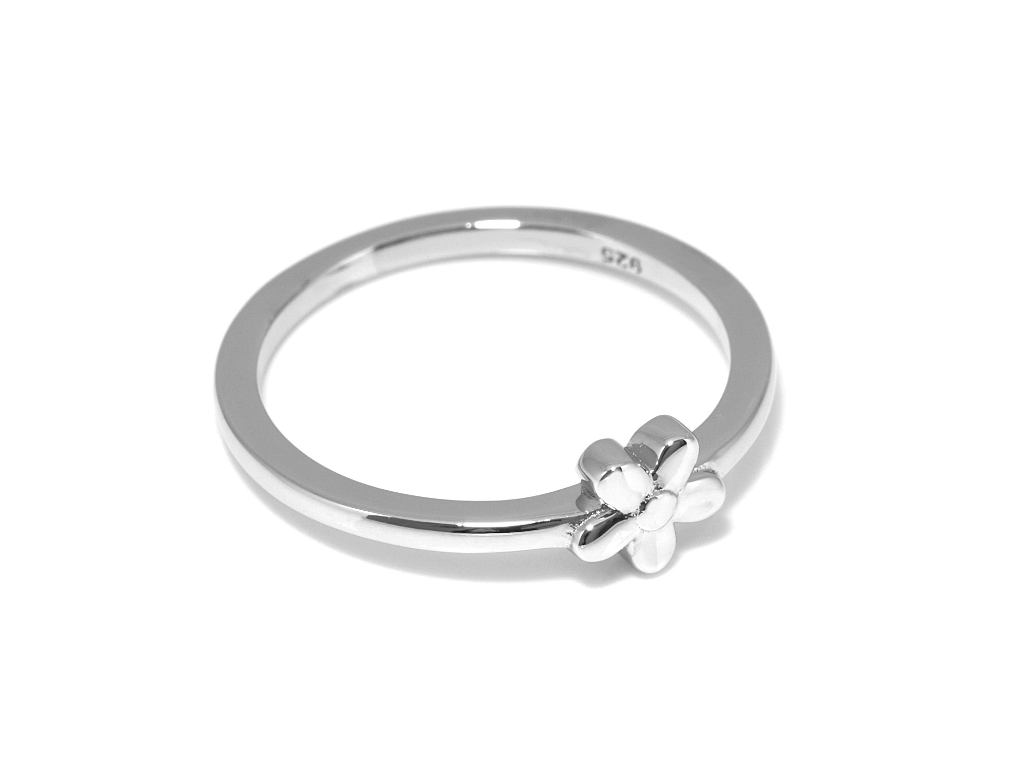 Blomma Ring i Äkta 925 Silver storlek 7, Stiliserad Blomster Accessoar, Natur Smycke