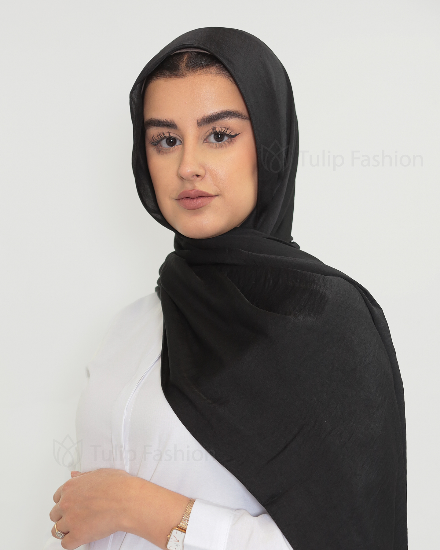 Hijab - Crinkle Satin - Black - 2