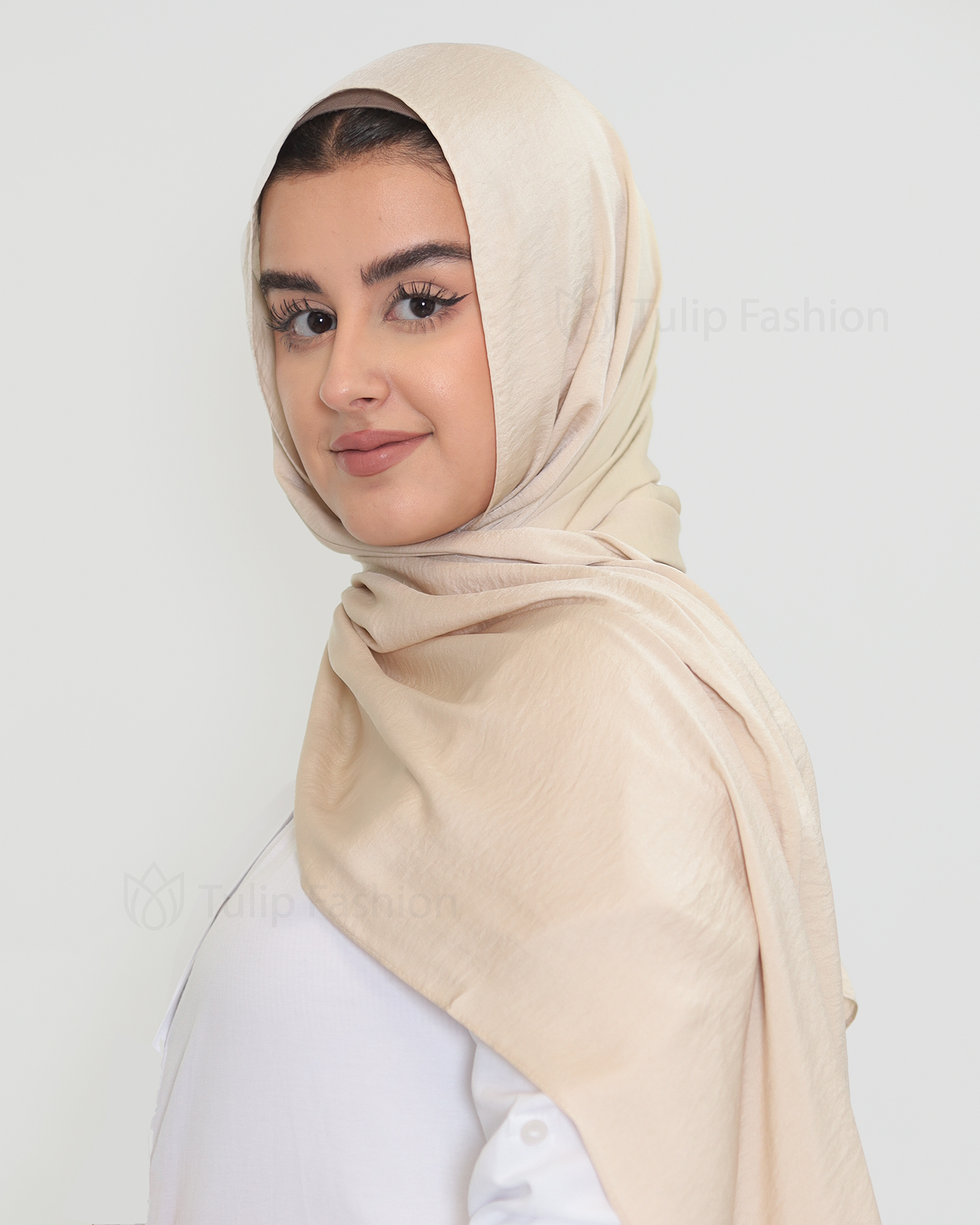 Hijab - Crinkle Satin - Beige - 2