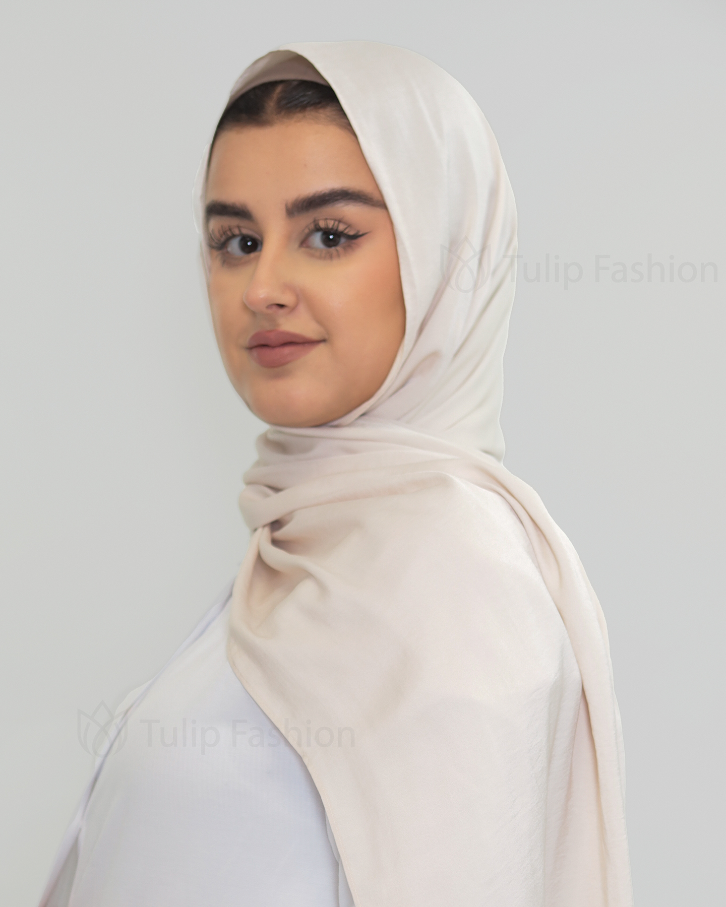 Hijab - Crinkle Satin - Light Beige - 2