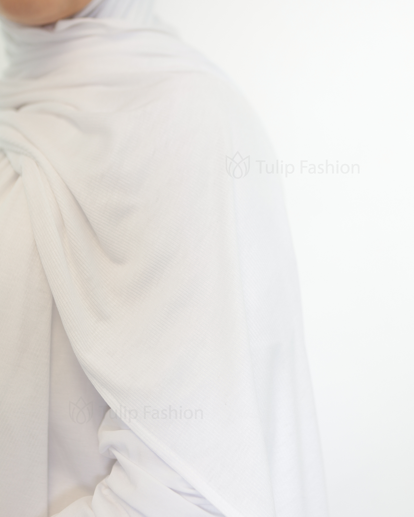 Hijab - Bamboo Ribbed Jersey - White - 3