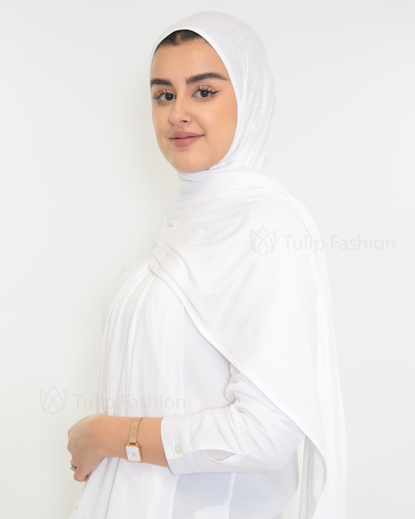 Hijab - Bamboo Ribbed Jersey - White - 2
