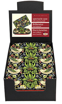 Brilleetuier med pudseklude, William Morris, Strawberry Thief, Borddisplay med 8 stk.
