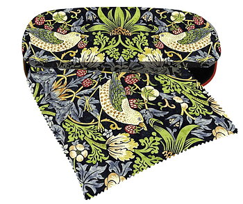 Brilleetuier med pudseklude, William Morris, Strawberry Thief, Borddisplay med 8 stk.