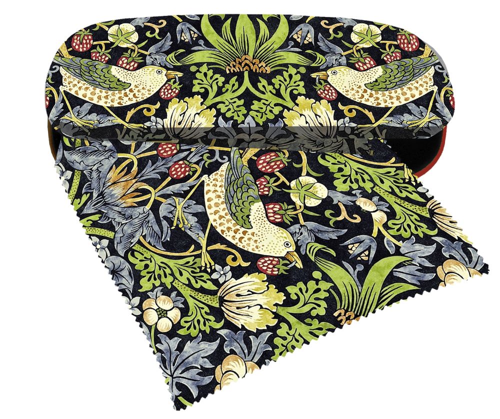 Brilleetui med pudseklud, William Morris, Strawberry Thief