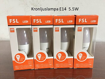  Paket 4st LED Kronlampa  5.5W (40W) E14  3000K470 Lumen 15000Hrs Lampor Kronljus