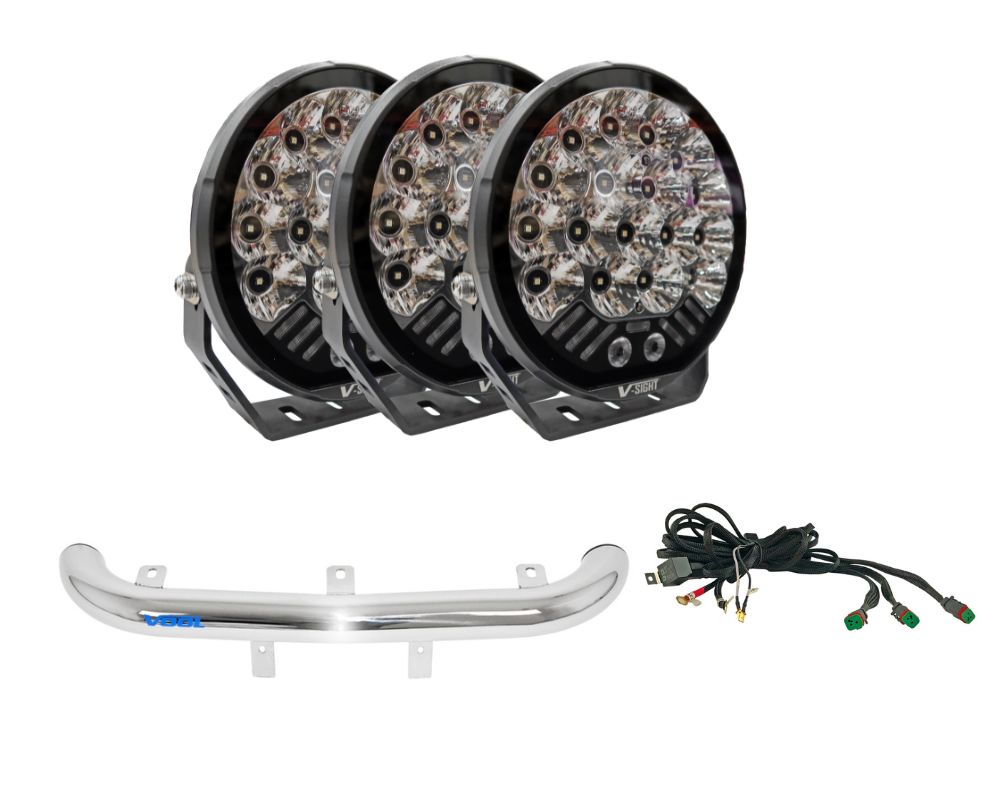 LED-Extraljuspaket 3-Pack V-Sight Roadking 9" med Voolbar och kablage