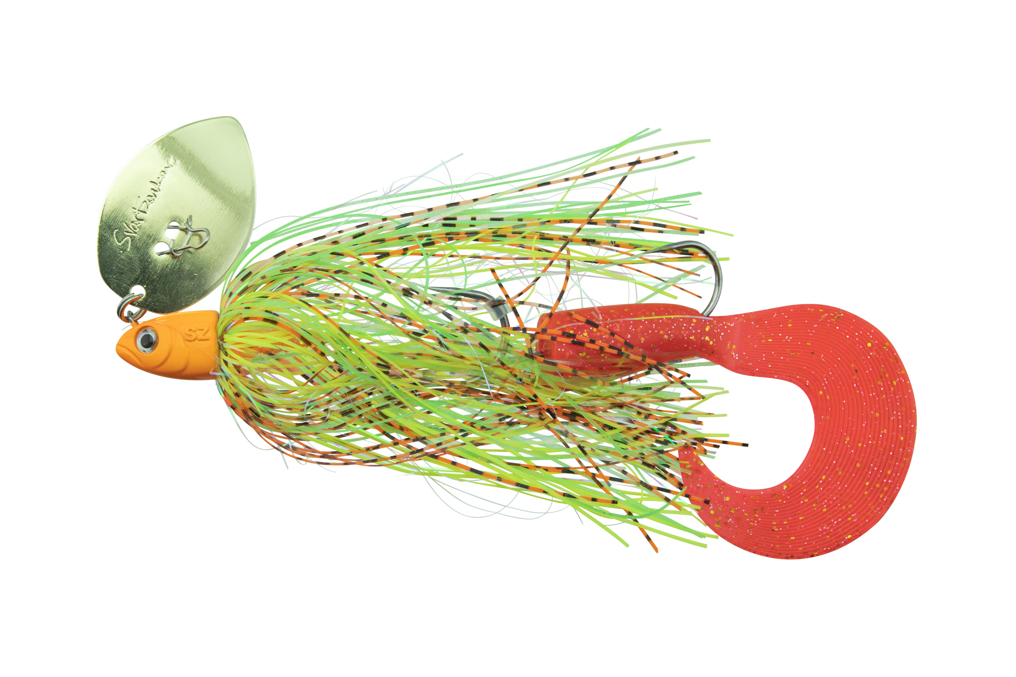 The svartzonker mc shaker pike is a large chatterbait for pike. The large spoon vibrates and knocks away the grass. Firetiger