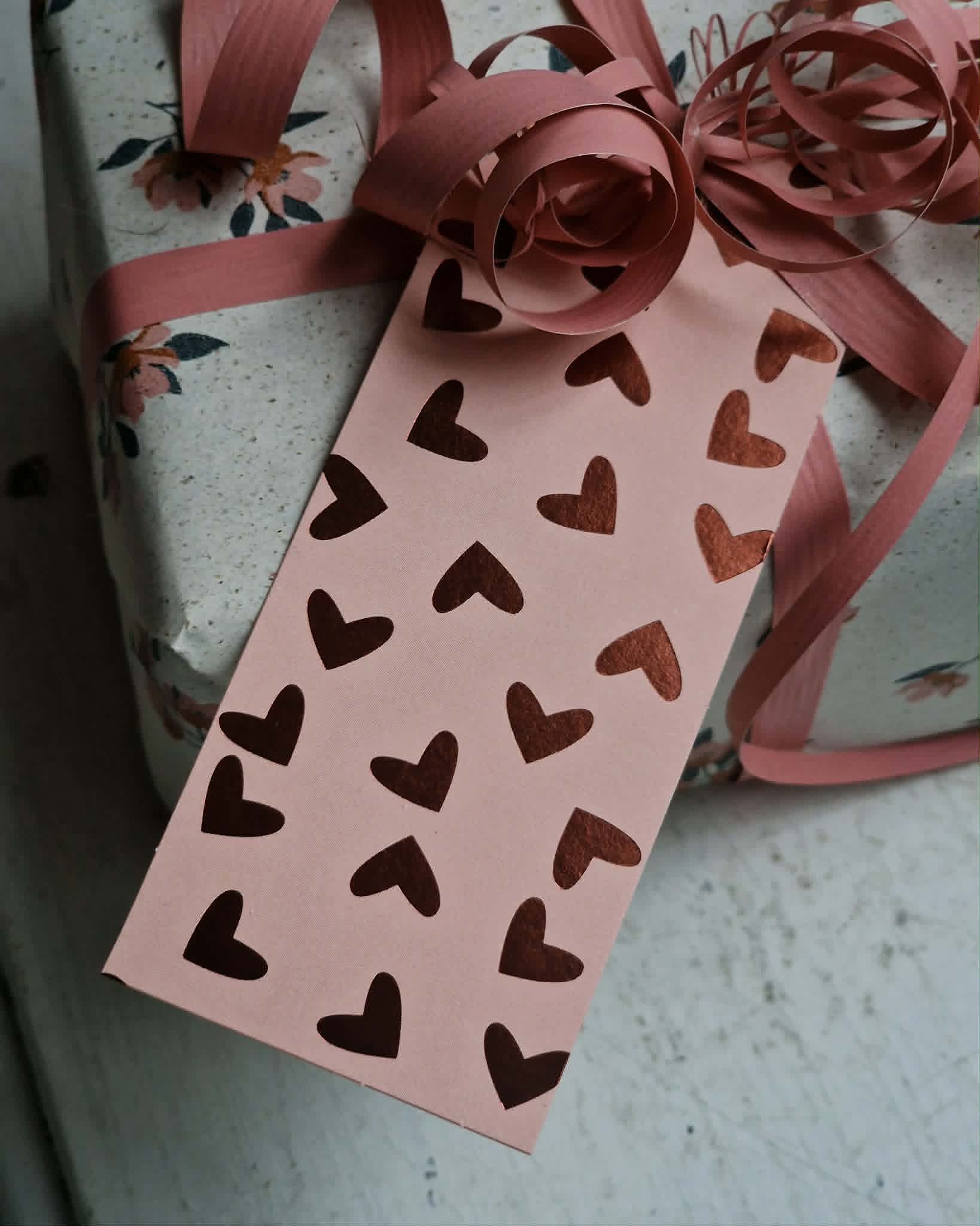 Paketkort hjärta, pink - Sköna ting